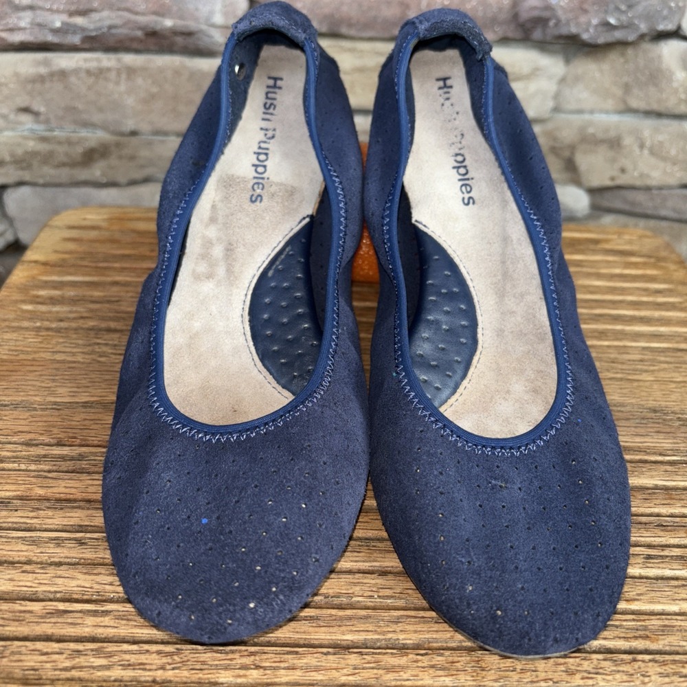 Hush Puppies Medium Moyen Blue Suede Flats Shoes Women's 5.5/EURO 36.5